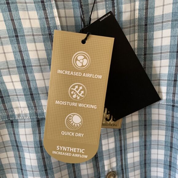 Solaris Fishing Shirt Short Sleeve Plaid Vented Sz Small Moisture Wicking UPF 50 - Picture 2 of 6